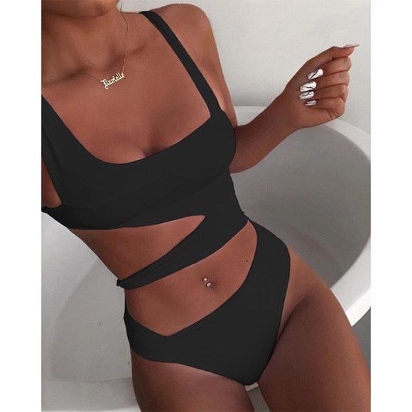 Other - Black Sexy Strappy Cut Out 1Pc Monokini Swimsuit